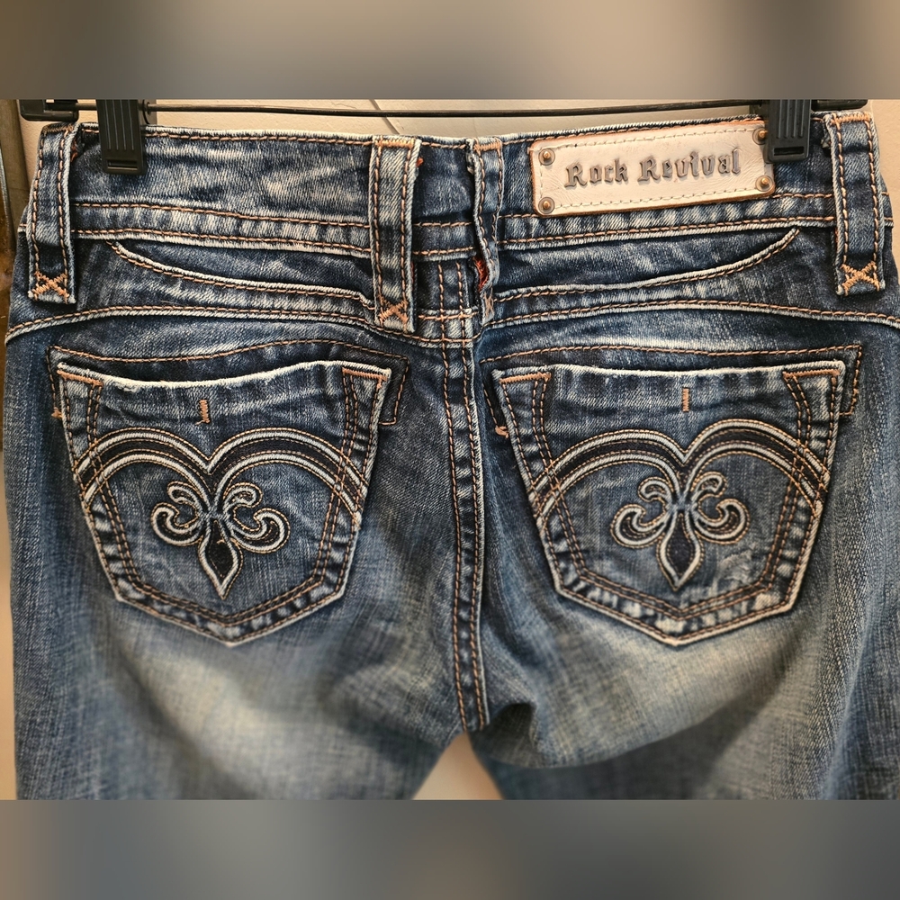 Rock Revival Distressed Blue Jeans